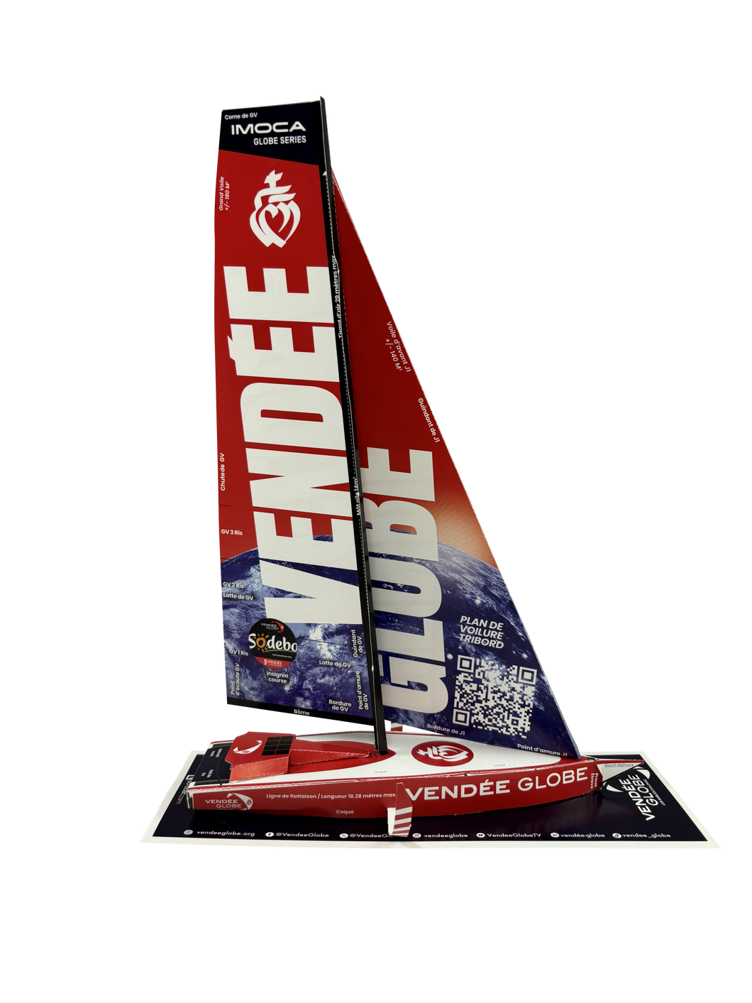 Maquette officielle du Vendée Globe 2024 en papier - Vue du côté tribord